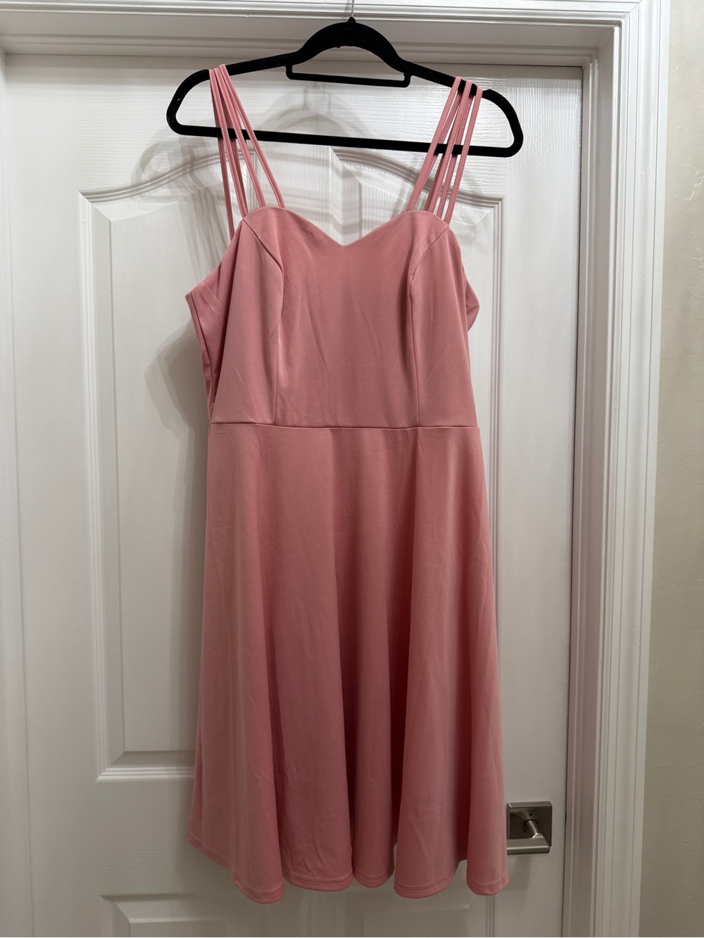 Grace Karin Pink Midi Dress with Triple Straps